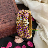 Kada Kundan Bangle -Violet matt -G4843