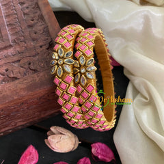 Kada Kundan Bangle -Pale Pink Matt-G4840