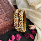 Kada Kundan Bangle -White Matt-G4845