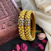 Kada Kundan Bangle -Yellow Matt-G4846