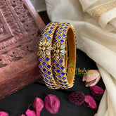 Kada Kundan Bangle -Blue-G4847