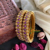 Kada Kundan Bangle -Purple Matt-G4848