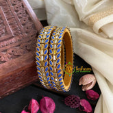Kada Kundan Bangle - Blue Matt -G4849