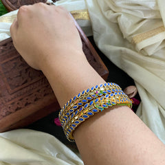 Kada Kundan Bangle - Blue Matt -G4849