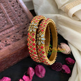 Kada Kundan Bangle -Red Matt-G4850