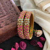 Kada Kundan Bangle -Pink matt-G4851