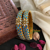 Kada Kundan Bangle -Light Blue-G4852