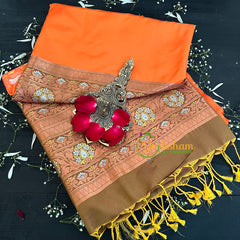 Fanta Orange Soft Silk Saree-VS45