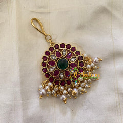 Elegant AD stone Maang Tikka - Short Tikka -Pearl -G7073