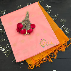 Baby Pink with Yellow Border Soft Silk Saree-VS42