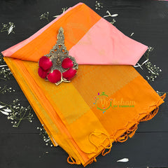 Baby Pink with Yellow Border Soft Silk Saree-VS42