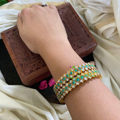 Kada Kundan Bangle -Turquoise Matt-G4854