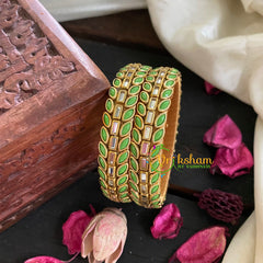 Kids Silk Thread Kundan Bangle-Kada-Light Green-G4908