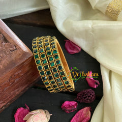 Kids Silk Thread Kundan Bangle-Green-G4918