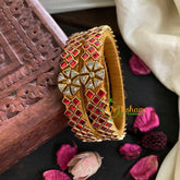 Kada Kundan Bangle -Dark Red Star-G4874