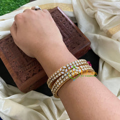 Kada Kundan Bangle -White Bar Matt-G4873