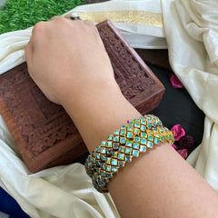 Kada Kundan Bangle -Light Blue Ring-G4865