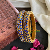 Kada Kundan Bangle -Blue Ring-G4864