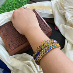 Kada Kundan Bangle -Blue Ring-G4864