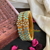 Kada Kundan Bangle -Pastel Blue Star-G4861