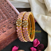 Kada Kundan Bangle -Baby Pink Star-G4860