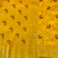 Yellow Semi Benarasi Saree -VS1652