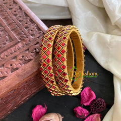 Kada Kundan Bangle - Red Ring -G4859