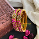 Kada Kundan Bangle - Hot Pink Star -G4858