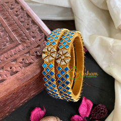 Kada Kundan Bangle -Light Blue Star -G4857
