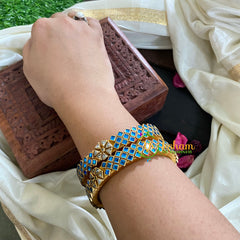 Kada Kundan Bangle -Light Blue Star -G4857