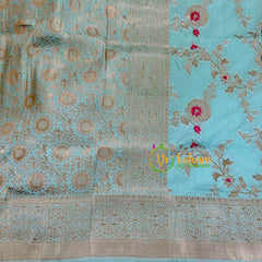 Light Blue Semi Benarasi Saree -VS1661