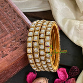 Thin Silk Thread Kundan Bangle-White Matt Squares-G4940