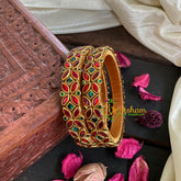 Kada Kundan Bangle -Red Green-G4816