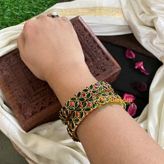Kada Kundan Bangle -Green red-G4813