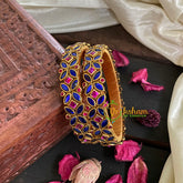 Kada Kundan Bangle -Blue Pink-G4812