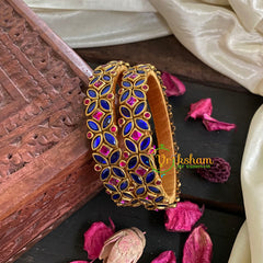 Kada Kundan Bangle -Blue Pink-G4812