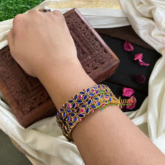 Kada Kundan Bangle -Blue Pink-G4812