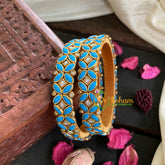 Kada Kundan Bangle -Blue Yellow-G4808