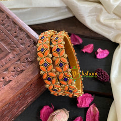Kada Kundan Bangle -Orange Violet-G4805