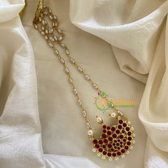 Kemp Pendant Rice Pearl Mala - Chandran -G7151