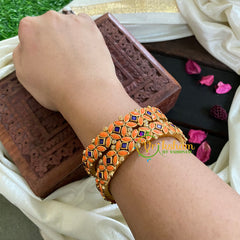 Kada Kundan Bangle -Orange Violet-G4805
