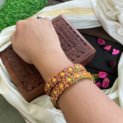 Kada Kundan Bangle -Red Yellow-G4804