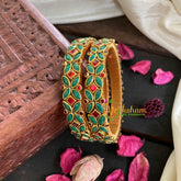 Kada Kundan Bangle -Green Red-G4803