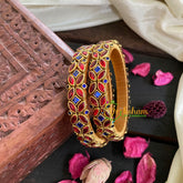 Kada Kundan Bangle -Red Blue-G4802