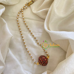 Kemp Rudraaksh Pendant Pearl Neckpiece - Red-G7157
