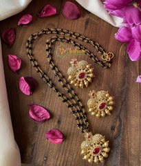 Red Stone Pendant Mangalsutra Chain -G2104