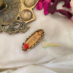 Silk Thread Kundan Saree Pin -Blue-Shell-G9403