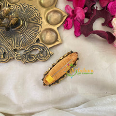 Silk Thread Kundan Saree Pin -Red Green -Floral-G9404