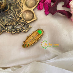 Silk Thread Kundan Saree Pin -Green Light Blue-Deep-G9246