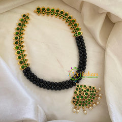 Traditional Kemp Bead Neckpiece- Black Green-G7169